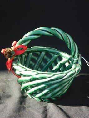vintage woven ceramic basket